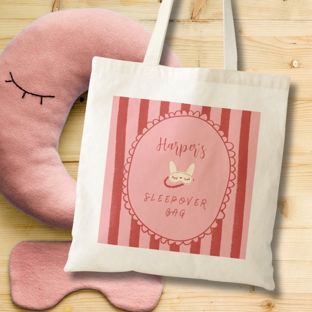 Bolsa Tote presente de aniversário para noite de dormir (sleepover slumber birthday party girl teen vintage personalized sleepover tote bag party favor)