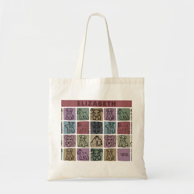 Bolsa Tote Presente de Arte Retro com Nome Personalizado para (Frente)