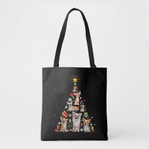 Bolsa Tote presente de árvore de natal do chihuahua