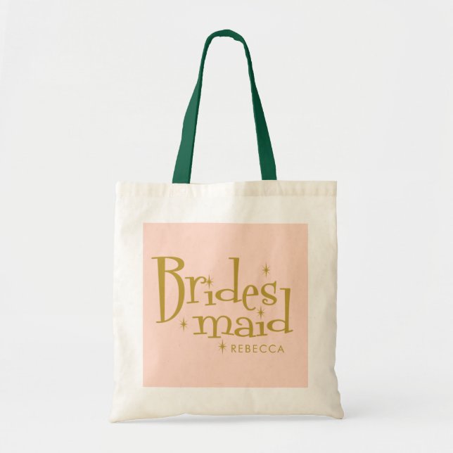 Bolsa Tote Presente de Bridesmaid do Ouro rosa (Frente)