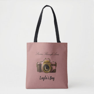 Bolsa Tote Presente de Câmera com Nome Personalizado Viral De