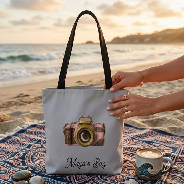 Bolsa Tote Presente de Câmera de Nome Personalizado Viral Mod (Criador carregado)