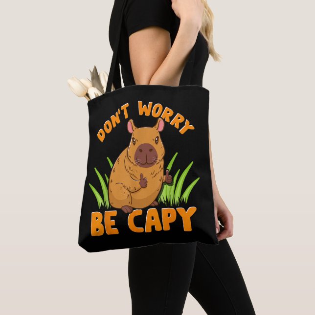 Bolsa Tote Presente de Capivara Fofa Engraçado Dono Amante de (Close Up)