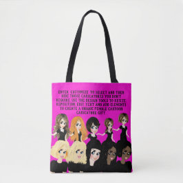 Bolsa Tote Presente de caricatura de design a feminina com te