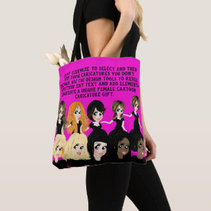 Bolsa Tote Presente de caricatura de design a feminina com te