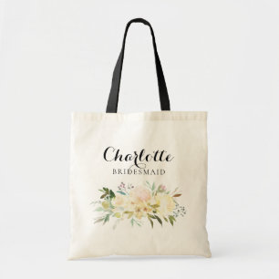 Bolsa Tote Presente de casamento cor-de-rosa floral da dama
