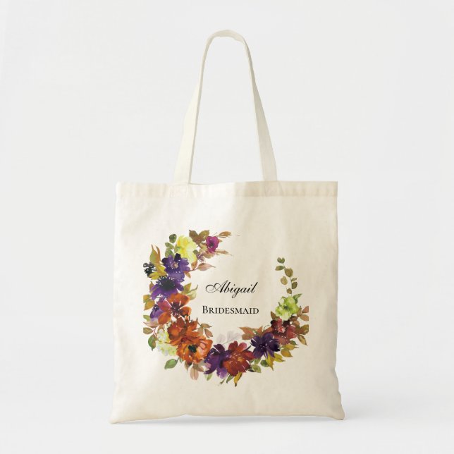 Bolsa Tote Presente de Casamento de Bridesmaid Floral de outo (Frente)