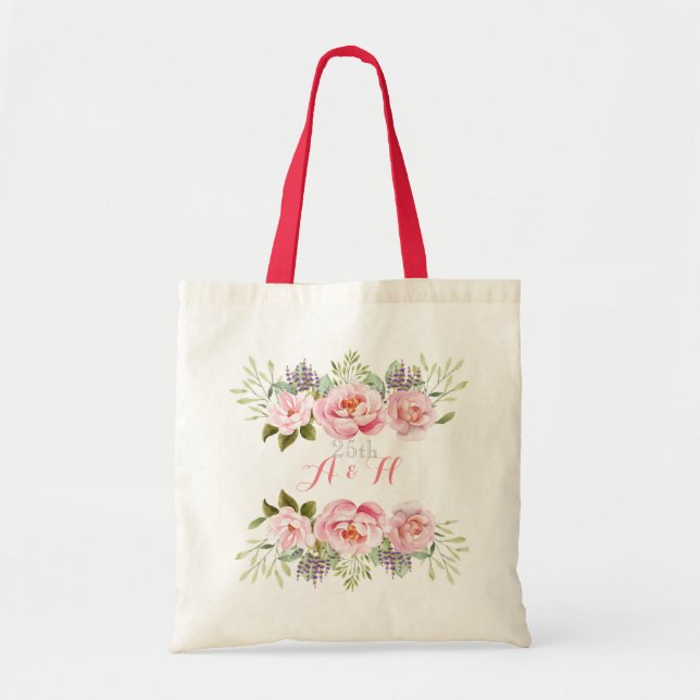 Bolsa Tote Presente de Casamento do Monograma da Verruga Flor (Frente)
