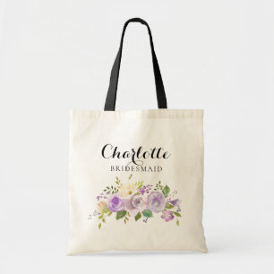 Bolsa Tote Presente de casamento malva floral da dama de