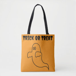 Bolsa Tote Presente de Contorno de Fantasma Laranja de Hallow