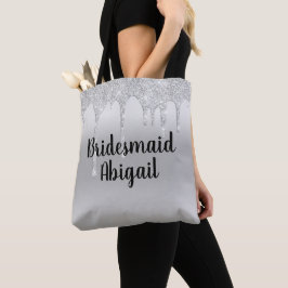 Bolsa Tote Presente de Dama de Honra Prata com Brilho