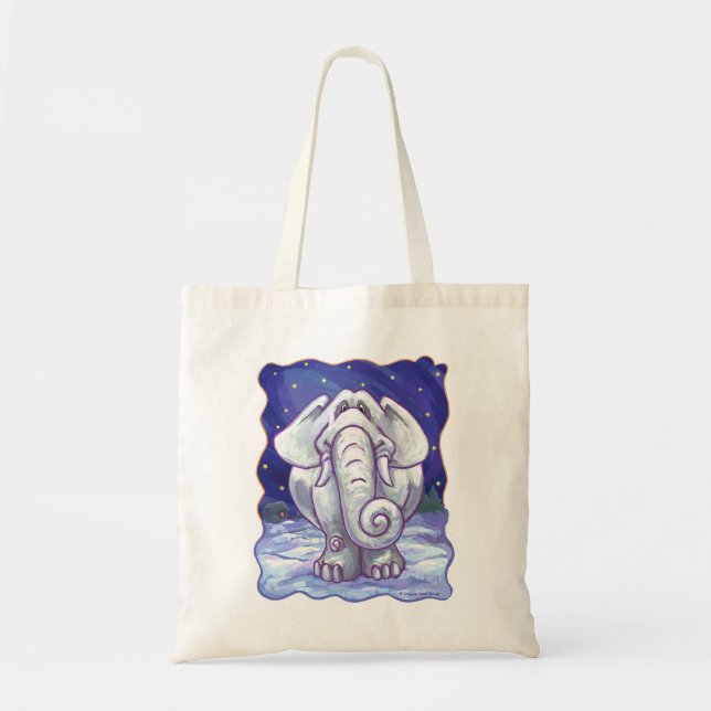 Bolsa Tote Presente de Elefante Branco Bonito (Frente)