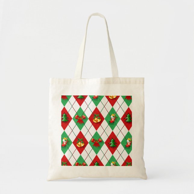 Bolsa Tote Presente de Enfeites de natal Decorativo Personali (Frente)
