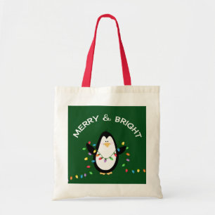 Bolsa Tote Presente de época natalícia do Natal do pinguim