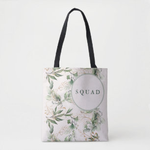 Bolsa Tote Presente de Eucalipto Dourado Chá de Noiva Boho