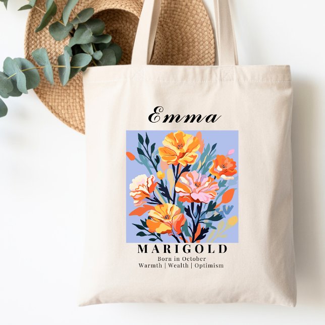 Bolsa Tote Presente de Flor do Mês de Nascimento de Outubro C (Criador carregado)