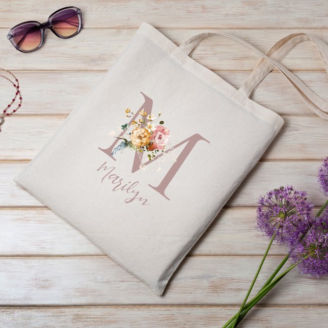 Bolsa Tote Presente de Floral Monograma para Despedida de Sol (Criador carregado)