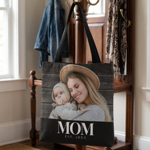 Bolsa Tote Presente de Foto com Tipografia Branca Estabelecid