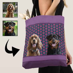 Bolsa Tote Presente de Foto Moderna Azul Roxo para Mãe Amante