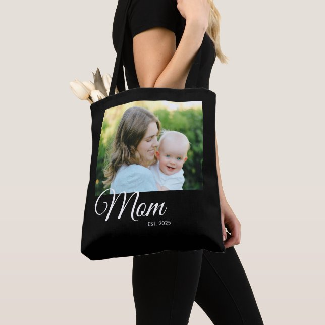 Bolsa Tote Presente de Foto Preta com Roteiro Estabelecido pe (Close Up)