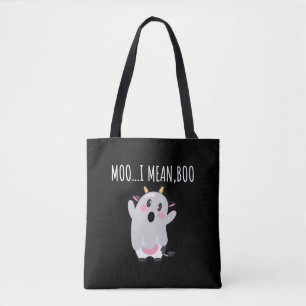 Bolsa Tote Presente de Halloween Vaca Fantasma Moo Quero Dize