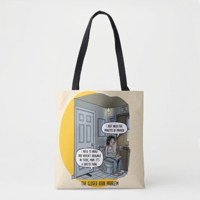 Bolsa Tote Presente de Humor de Banheiro para Mãe de Gato Eng (Frente)