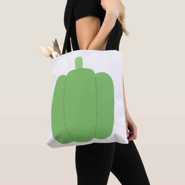 Bolsa Tote Presente de Legume Pimentão Verde Fofo (Close Up)