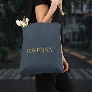 Bolsa Tote Presente de luxo em carvão com nome em ouro person