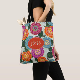 Bolsa Tote Presente de Monograma de Arte Floral de Prado de C