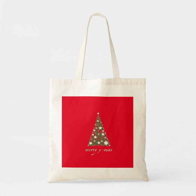 Bolsa Tote Presente de Natal Árvore de Santa Decorativa Perso (Frente)