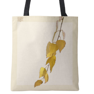Bolsa Tote Presente de Natal com Monograma de Folha de Bétula