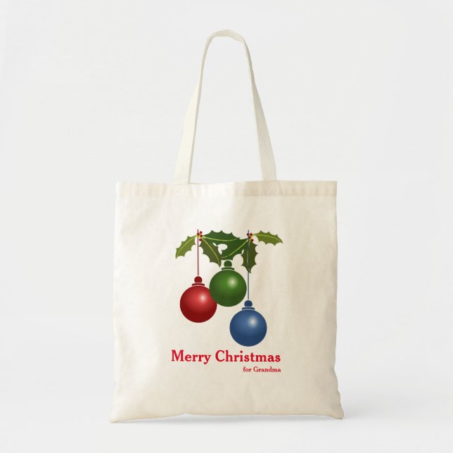 Bolsa Tote Presente de Natal Decorativo Personalizado (Frente)