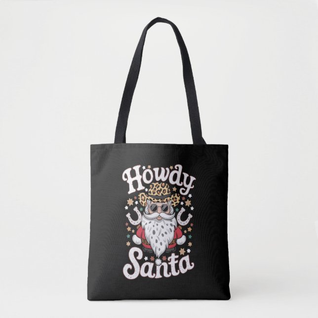 Bolsa Tote Presente de Natal do Cowboy Western Rodeio Howdy S (Frente)