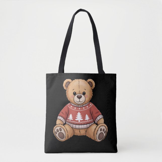Bolsa Tote Presente de Natal do Urso Justo de Natal (Frente)