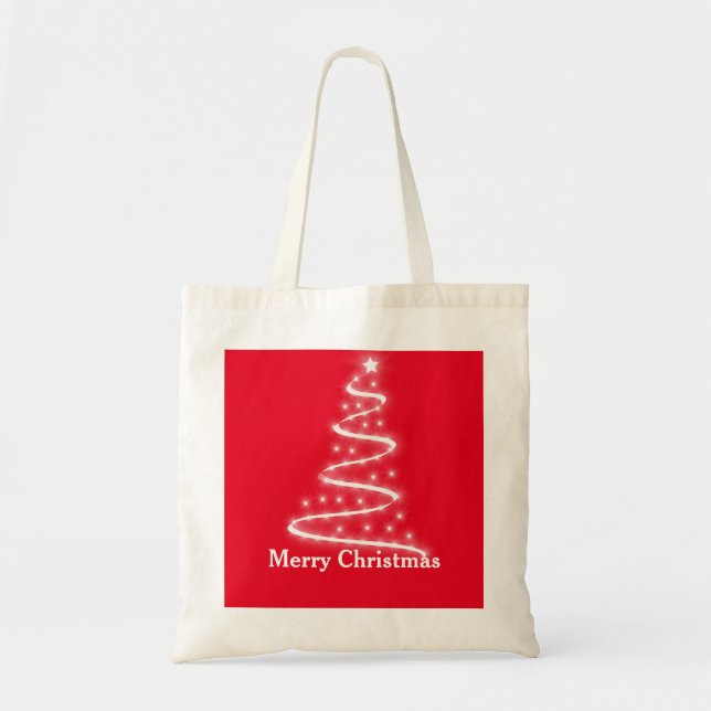 Bolsa Tote Presente de Natal em Árvore de Papais noeis Decora (Frente)