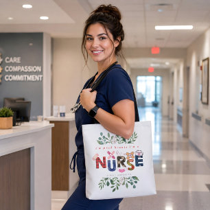 Bolsa Tote Presente de Natal Enfermeira Nome Personalizado Fl