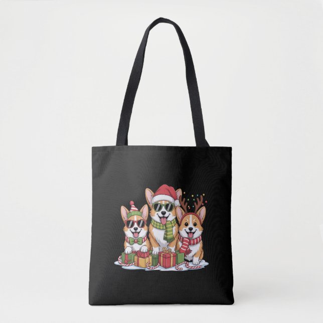 Bolsa Tote Presente de Natal para Mãe Amante de Cães Corgi (Frente)