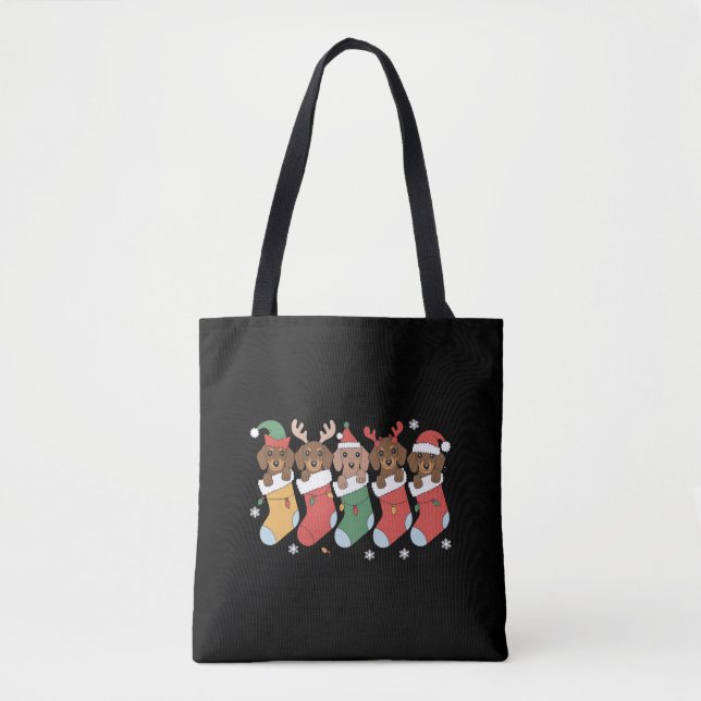 Bolsa Tote Presente de Natal para Mãe de Dachshund Amante de  (Frente)