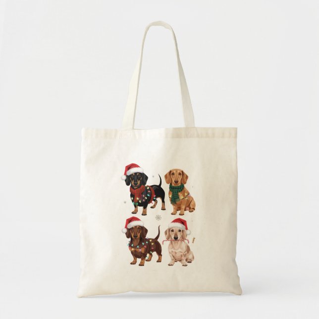 Bolsa Tote Presente de Natal para Mãe de Dachshund Amante do  (Frente)