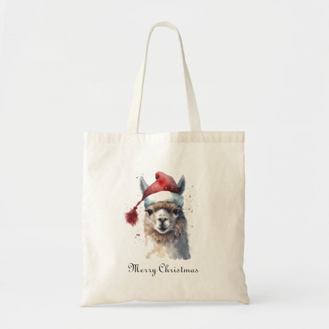 Bolsa Tote Presente de Natal Personalizado de Alpaca (Frente)