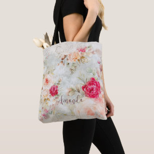 Bolsa Tote Presente de Noiva Solteira Floral Vintage para Dam
