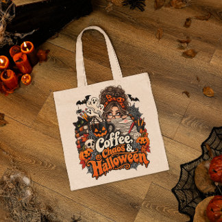 Bolsa Tote Presente de professor de Halloween Café Caos Profe