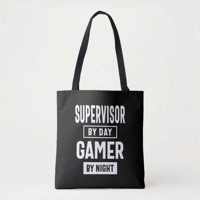 Bolsa Tote Presente de Título de Tarefa do Gamer e do Supervi (Frente)