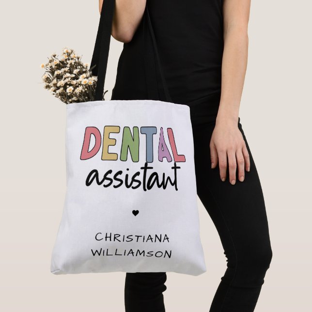 Bolsa Tote Presente do Assistente Dental de Nome Personalizad (Close Up)