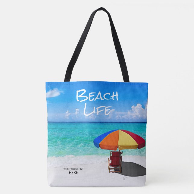Bolsa Tote Presente do Cliente Guarda-chuva de Praia Tropical (Frente)