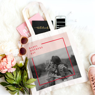 Bolsa Tote Presente do Dia das Mães com Foto Rosa e Vermelho
