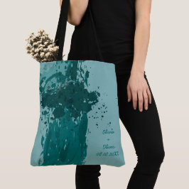 Bolsa Tote Presente do Teal Green Paint Splatter Party