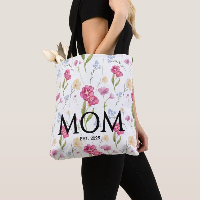 Bolsa Tote Presente Floral de Flores Silvestres para Mãe Recé (Close Up)