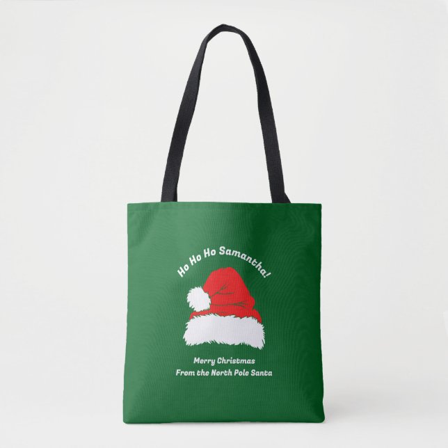 Bolsa Tote Presente Moderno Verde Vermelho para esposa Natal (Frente)