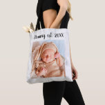 Bolsa Tote Presente novo da mãe da foto do mármore do ano do<br><div class="desc">Uma mulher torna-se somente estabelecida como uma mãe uma vez em sua vida - comemore esta ocasião com este bolsa de mármore da foto do falso adorável que caracteriza o texto "mamãe est." e a tipografia indicada por letras disponivel do roteiro do ano. Todo o texto pode ser editado, assim...</div>
